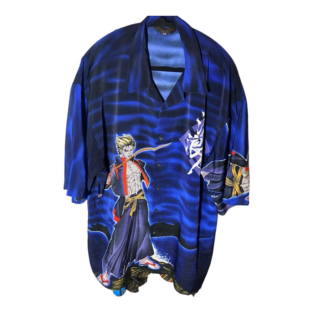 Mecca Y2K men’s XXL short sleeve button down shirt design on front and back